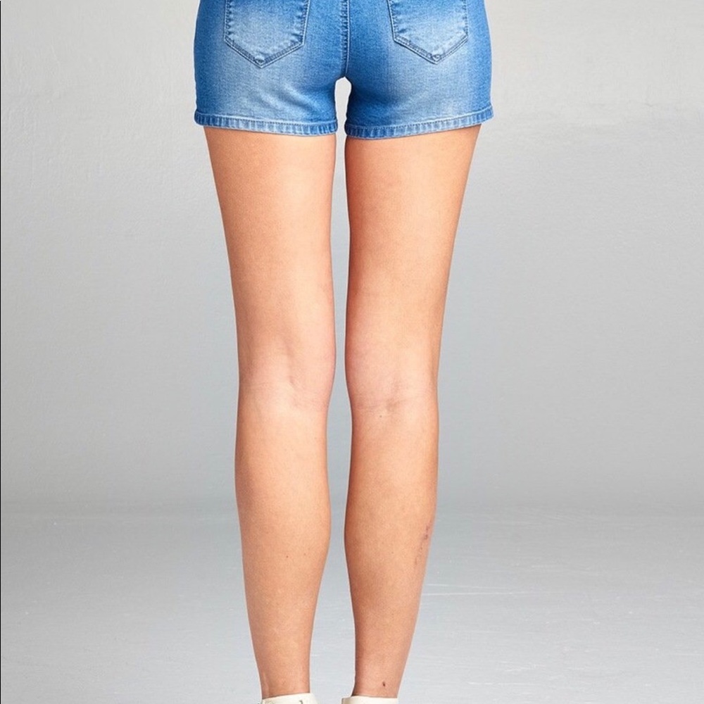Drawstring Denim Shorts - Picture 2 of 2